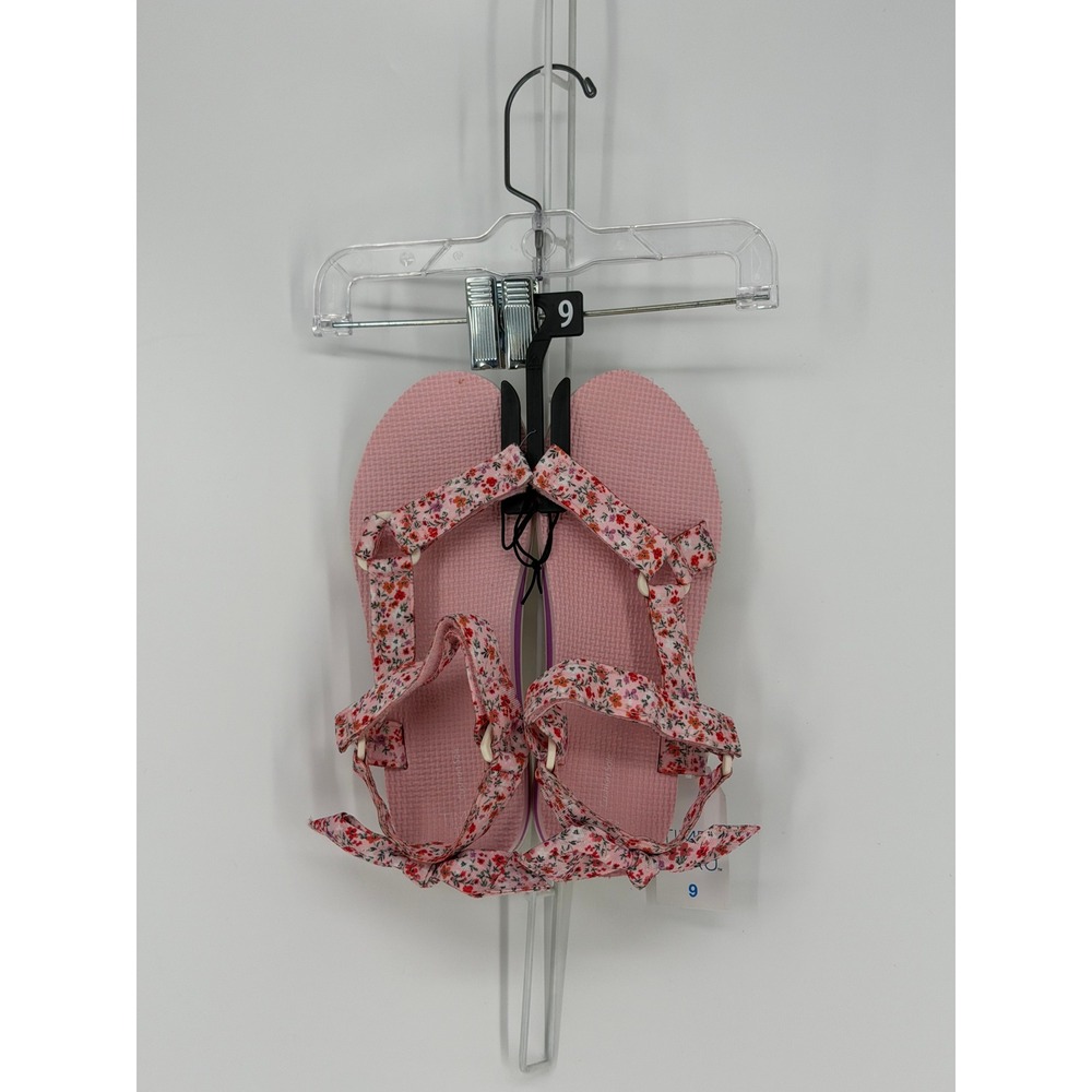 Time and Tru Sandals Womens 9 Pink Floral Strappy Cushion Sole Boho Cottagecore
